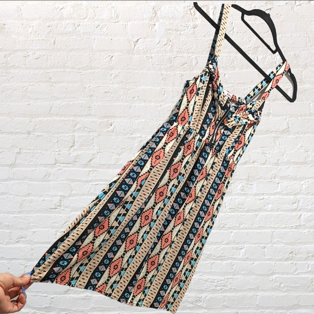 BONGO Aztec Printed Zippered Bust Summer Dress